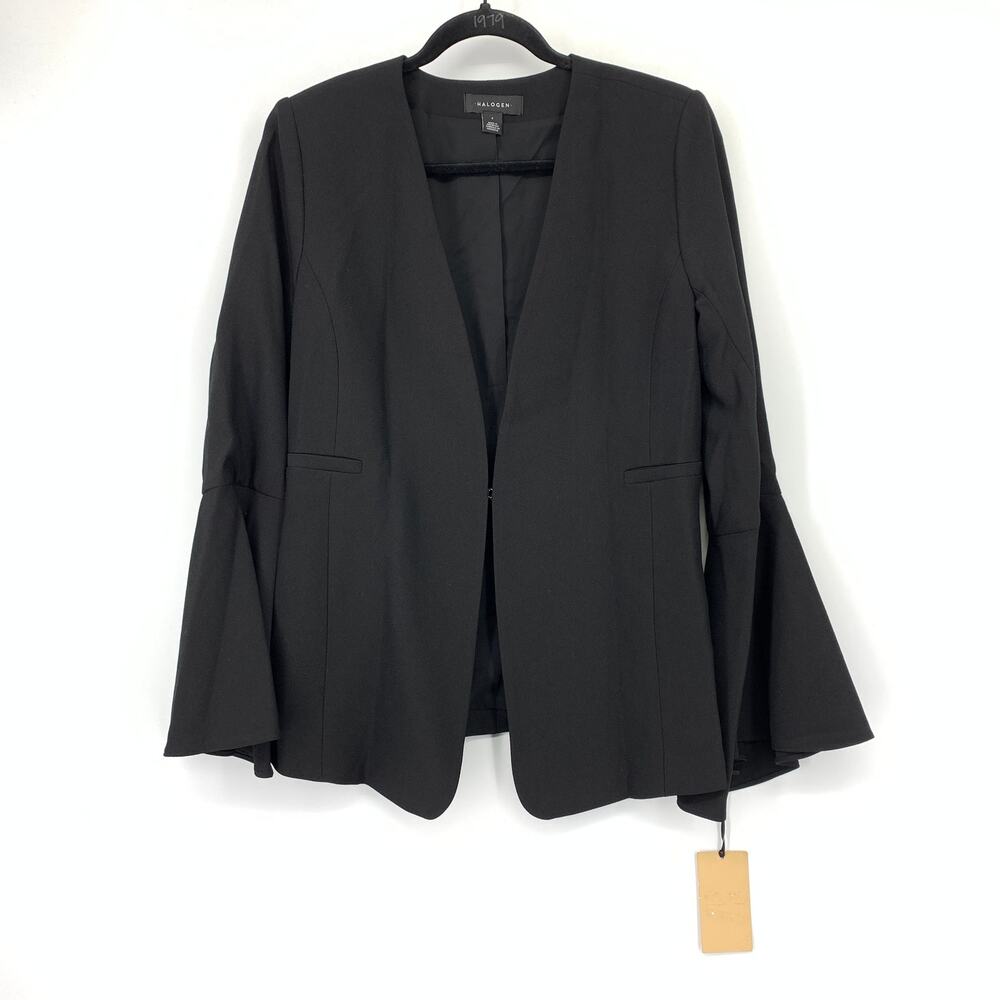 Halogen Flared Bell Sleeve Blazer Jacket Womens Size Small Black NEW